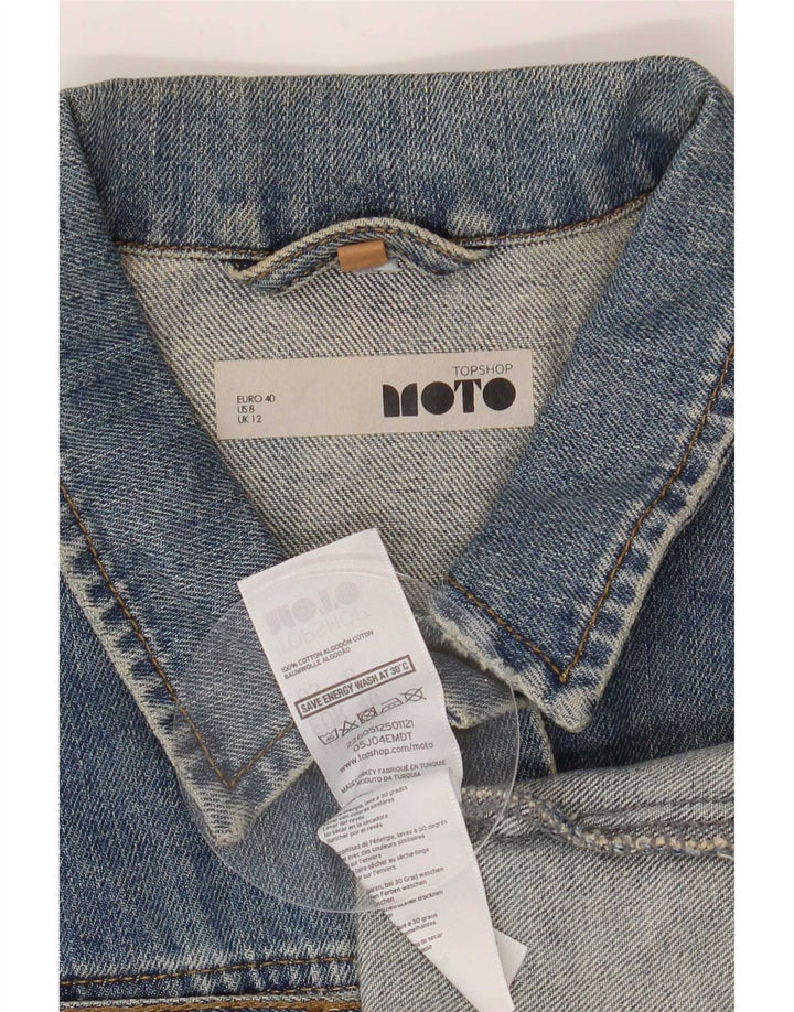 Jachetă Moto Womens Denim UK 12 Medium Blue Bumbac