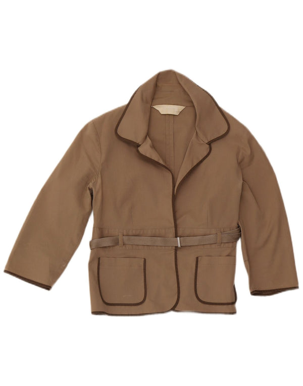Jachetă Blazer pentru femei Crop cu mâneci 3/4 UK 12 Bumbac mediu bej