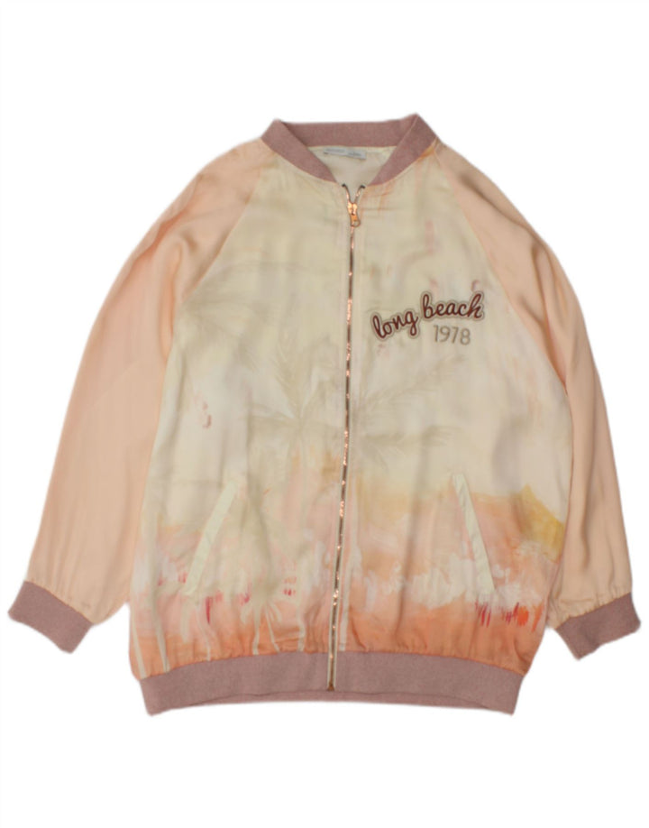 Jachetă Bomber cu grafică Zara pentru femei UK 10 Mic Multicolor Tie Dye