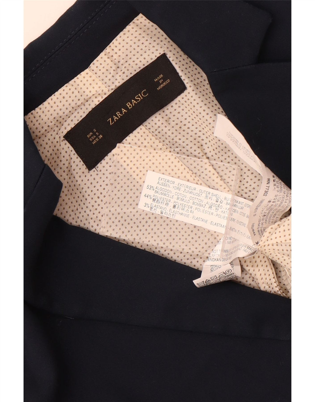 Blazer pentru femei Zara cu 1 nasture UK 10 mic bumbac bleumarin