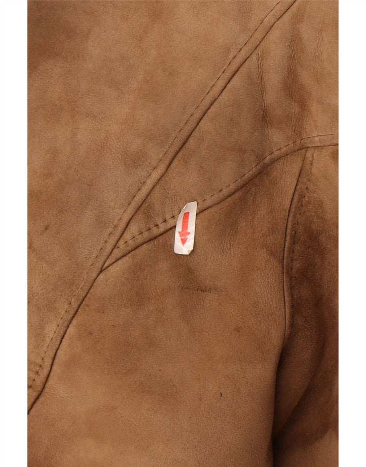 Jachetă vintage din shearling supradimensionată pentru femei IT 48 XL maro din shearling