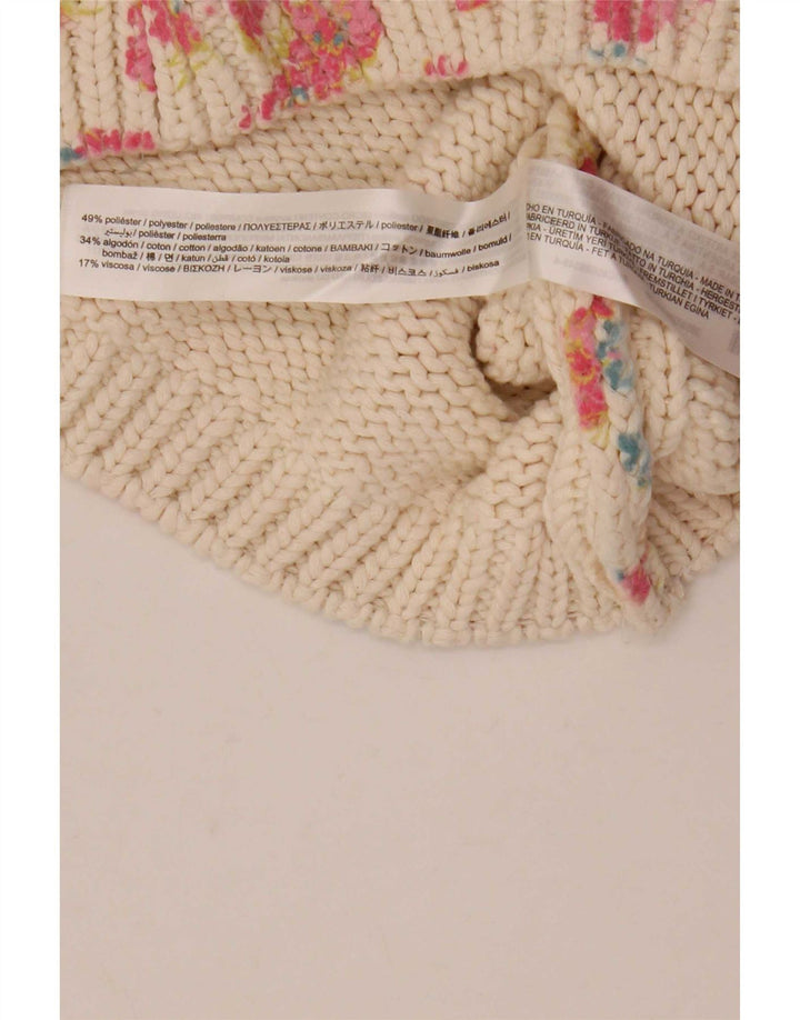 Zara femei Crop Vest Tank Top UK 12 Medium White Floral Poliester