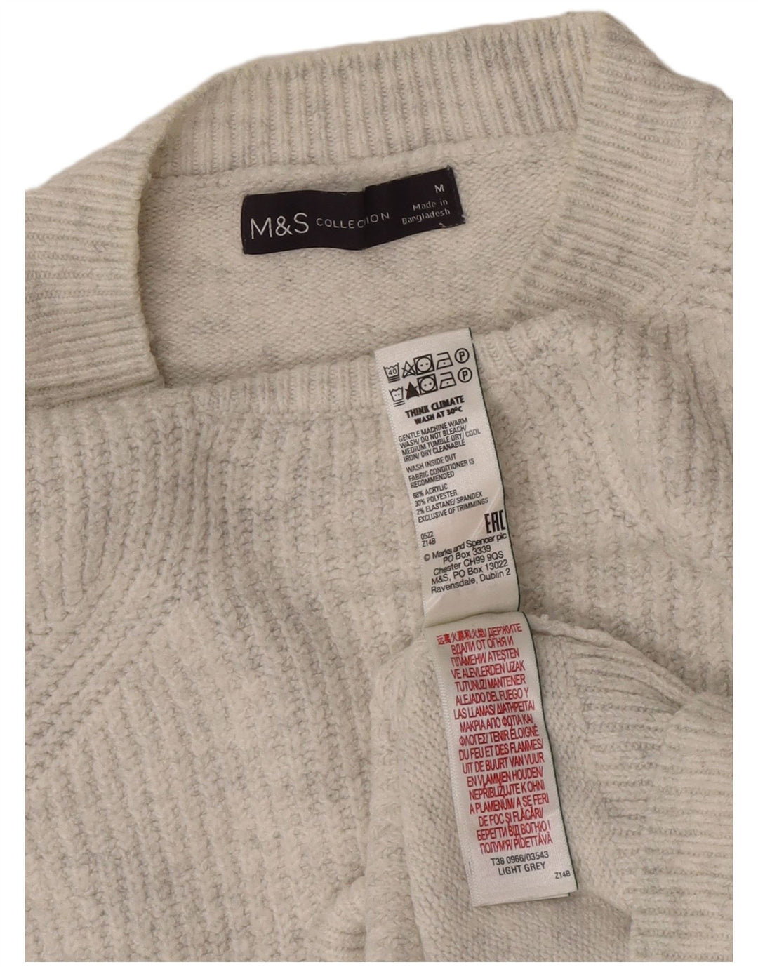 Pulover pentru femei Marks & Spencer cu gât de barcă UK 14 Medium Gri Pete
