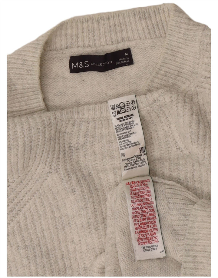 Pulover pentru femei Marks & Spencer cu gât de barcă UK 14 Medium Gri Pete