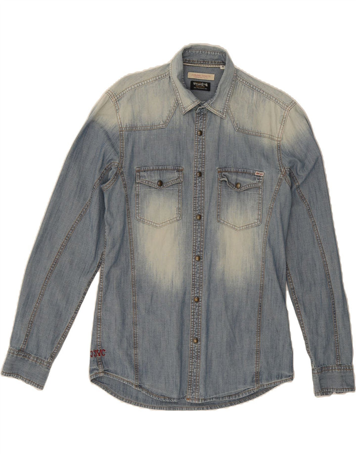JACK & JONES Mens Denim Shirt Medium Blue Cotton Vintage Jack & Jones and Second-Hand Jack & Jones from Messina Hembry 