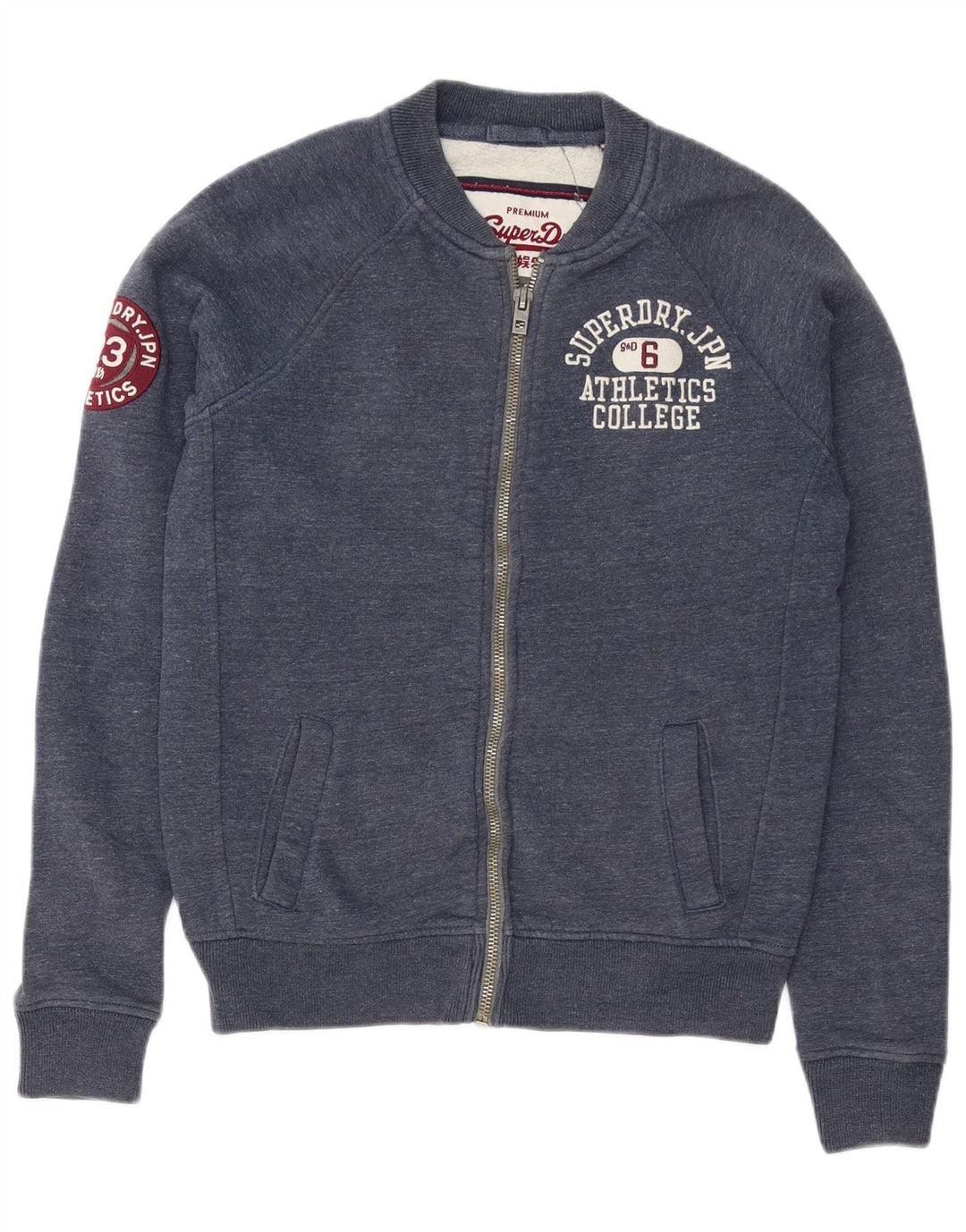 Jachetă de trening cu grafică Superdry pentru bărbați, bumbac cu pete albastru marin mediu