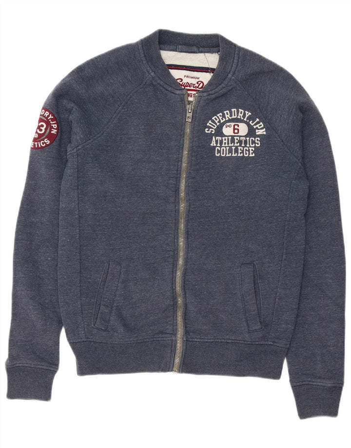 Jachetă de trening cu grafică Superdry pentru bărbați, bumbac cu pete albastru marin mediu