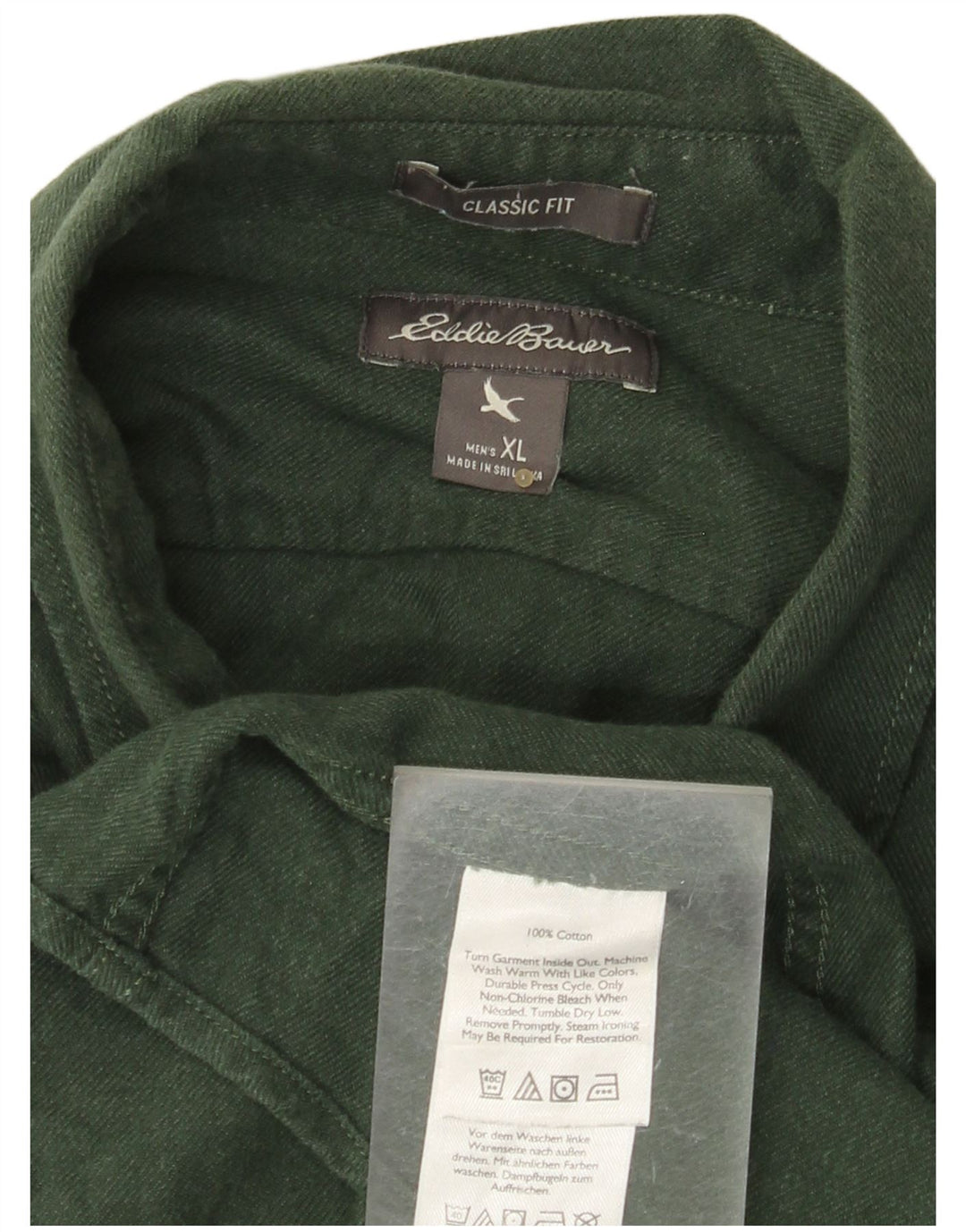 Cămașă de flanel EDDIE BAUER pentru bărbați, XL, verde bumbac