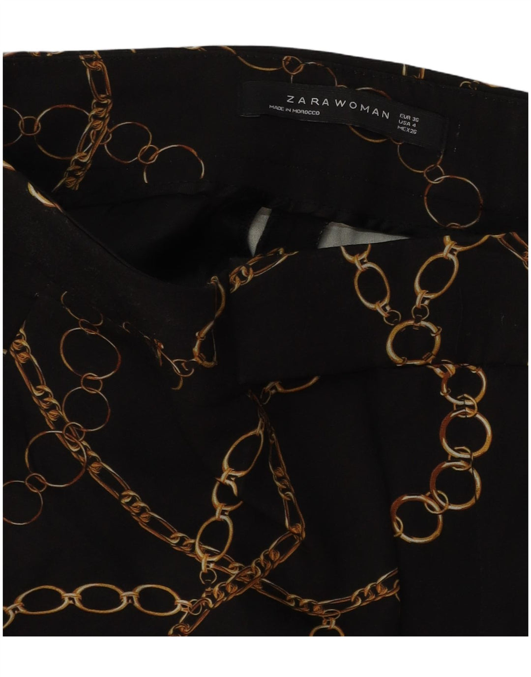 Pantaloni casual pentru femei ZARA cu model abstract EU 36 XS W26 L27 Negru