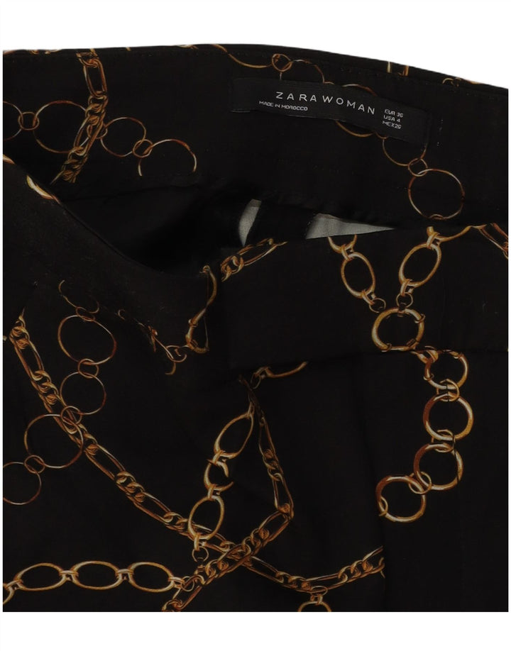 Pantaloni casual pentru femei ZARA cu model abstract EU 36 XS W26 L27 Negru