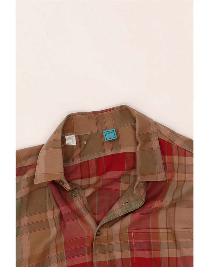 VINTAGE Mens Shirt Size 39 15 1/2 Medium Brown Check Cotton Vintage Vintage and Second-Hand Vintage from Messina Hembry 