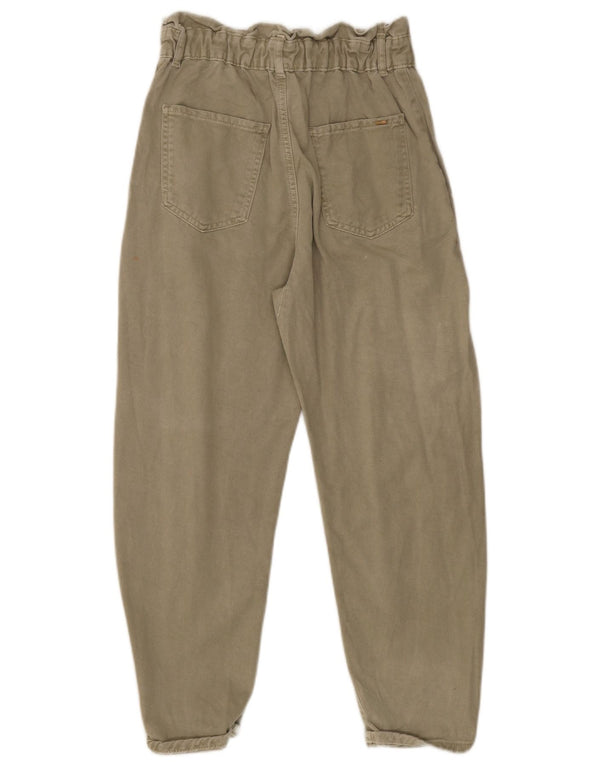 Pantaloni tăiați pentru femei cu talie înaltă Zara EU 36 XS L26 L24 Kaki