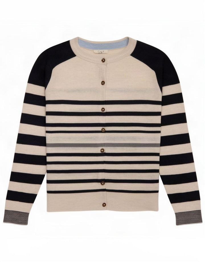 White Stuff Pulover Cardigan pentru femei UK 12 Bumbac cu dungi medii