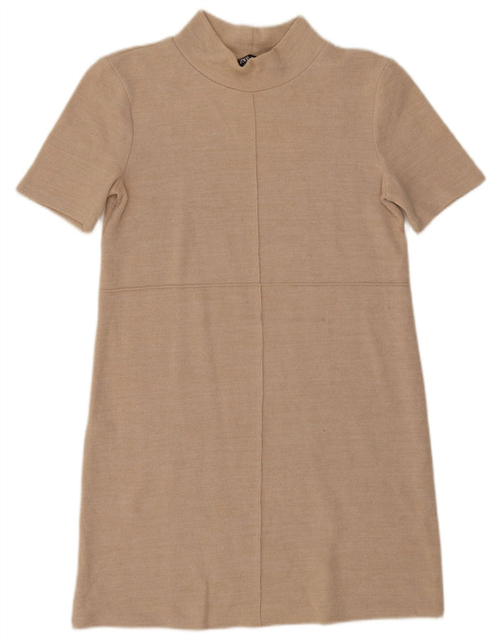 Rochie cu mâneci scurte pentru femei Zara UK 10 Bej mic