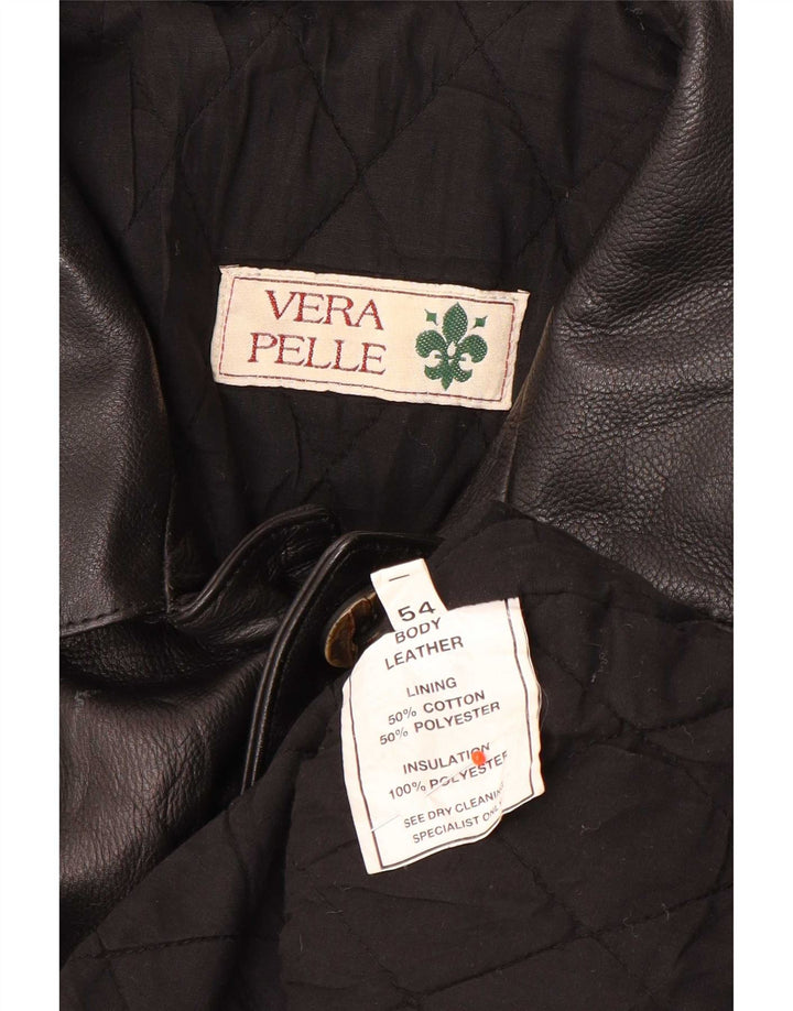 Jachetă de piele vintage pentru bărbați IT 54 2XL neagră