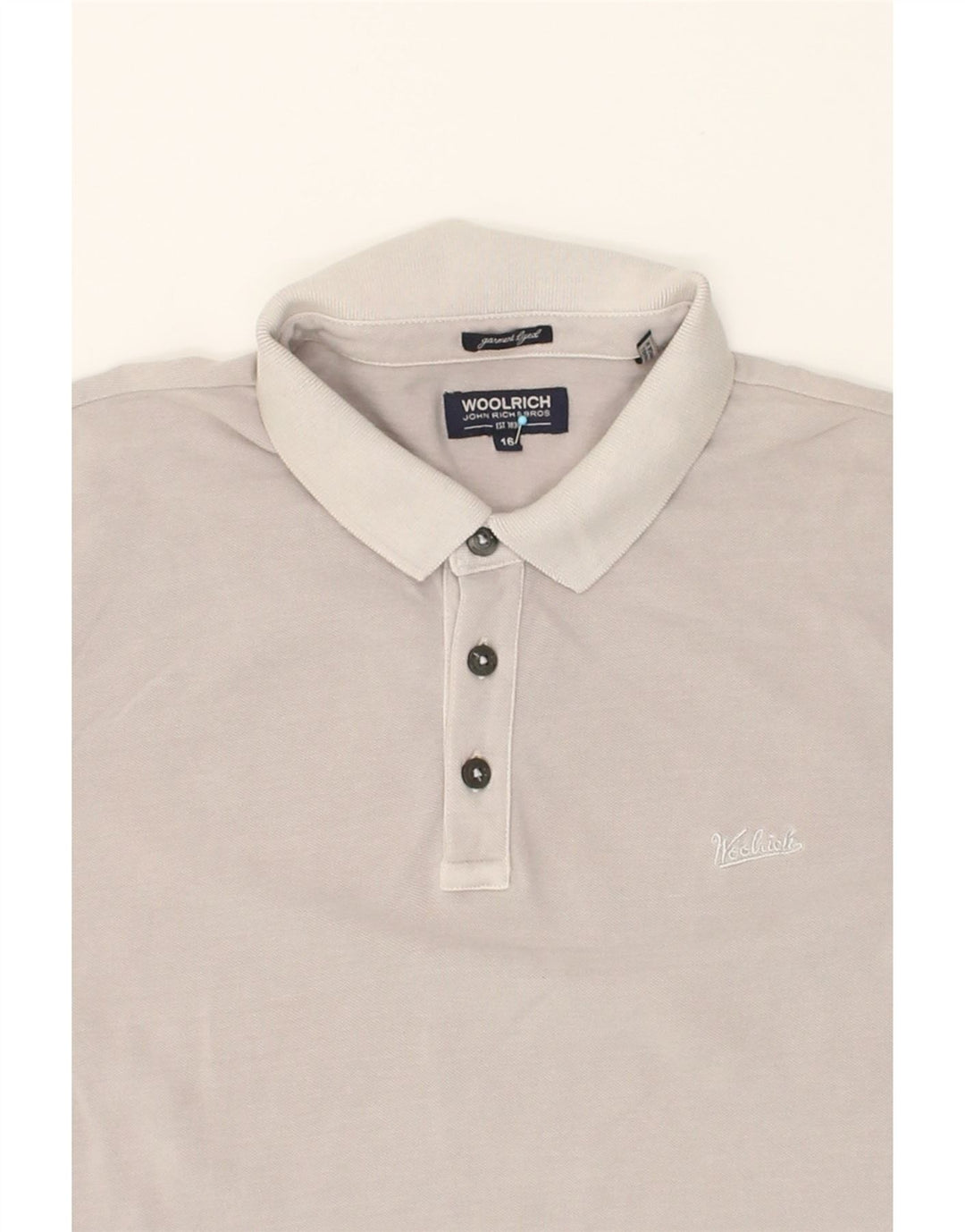 WOOLRICH Boys Polo Shirt 15-16 Years Grey Cotton Vintage Woolrich and Second-Hand Woolrich from Messina Hembry 