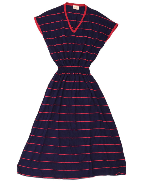 Rochie maxi vintage pentru femei UK 12 Medium bleumarin cu dungi acrilice