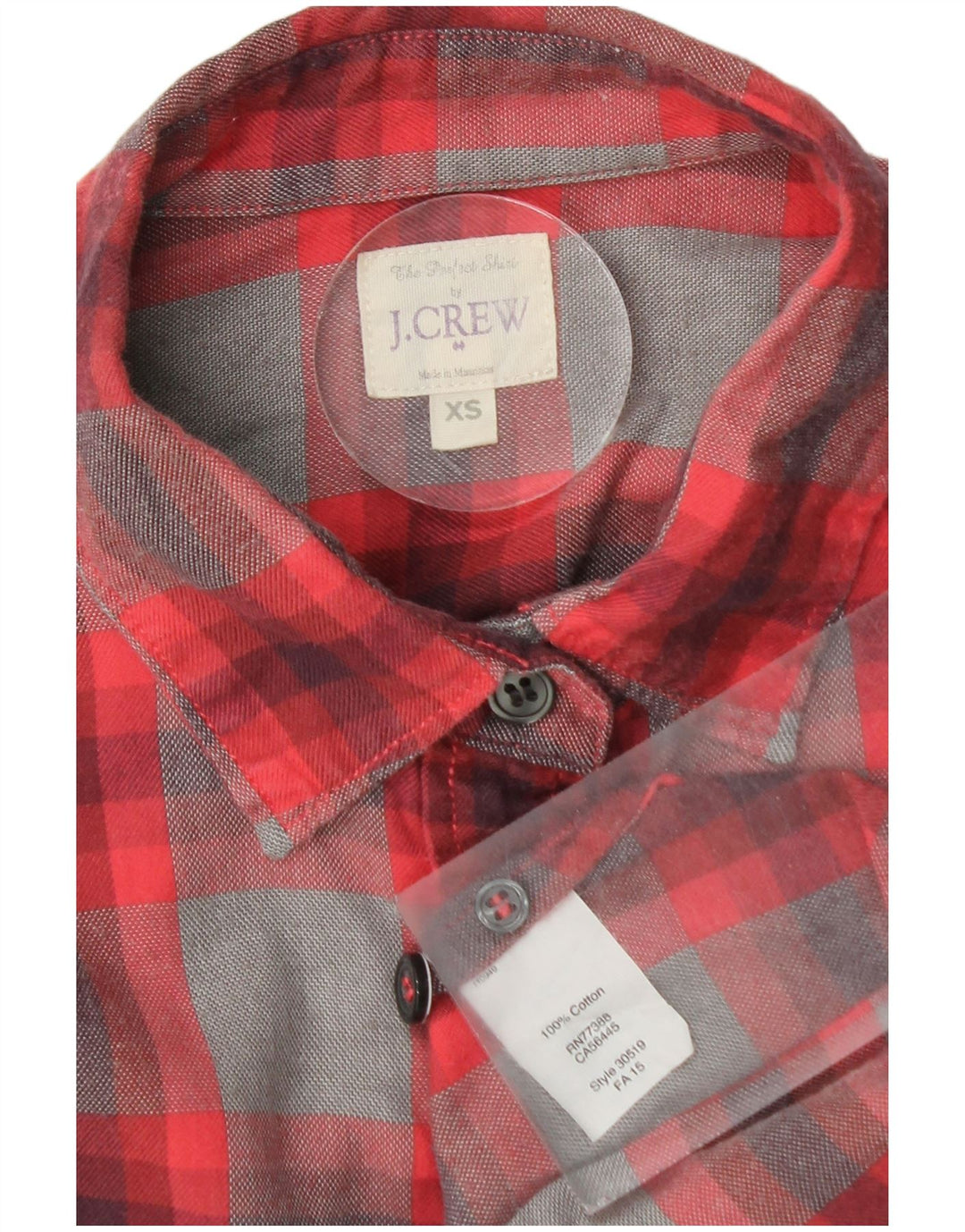 Cămașă de flanel pentru femei J. Crew UK 6 XS bumbac roșu check