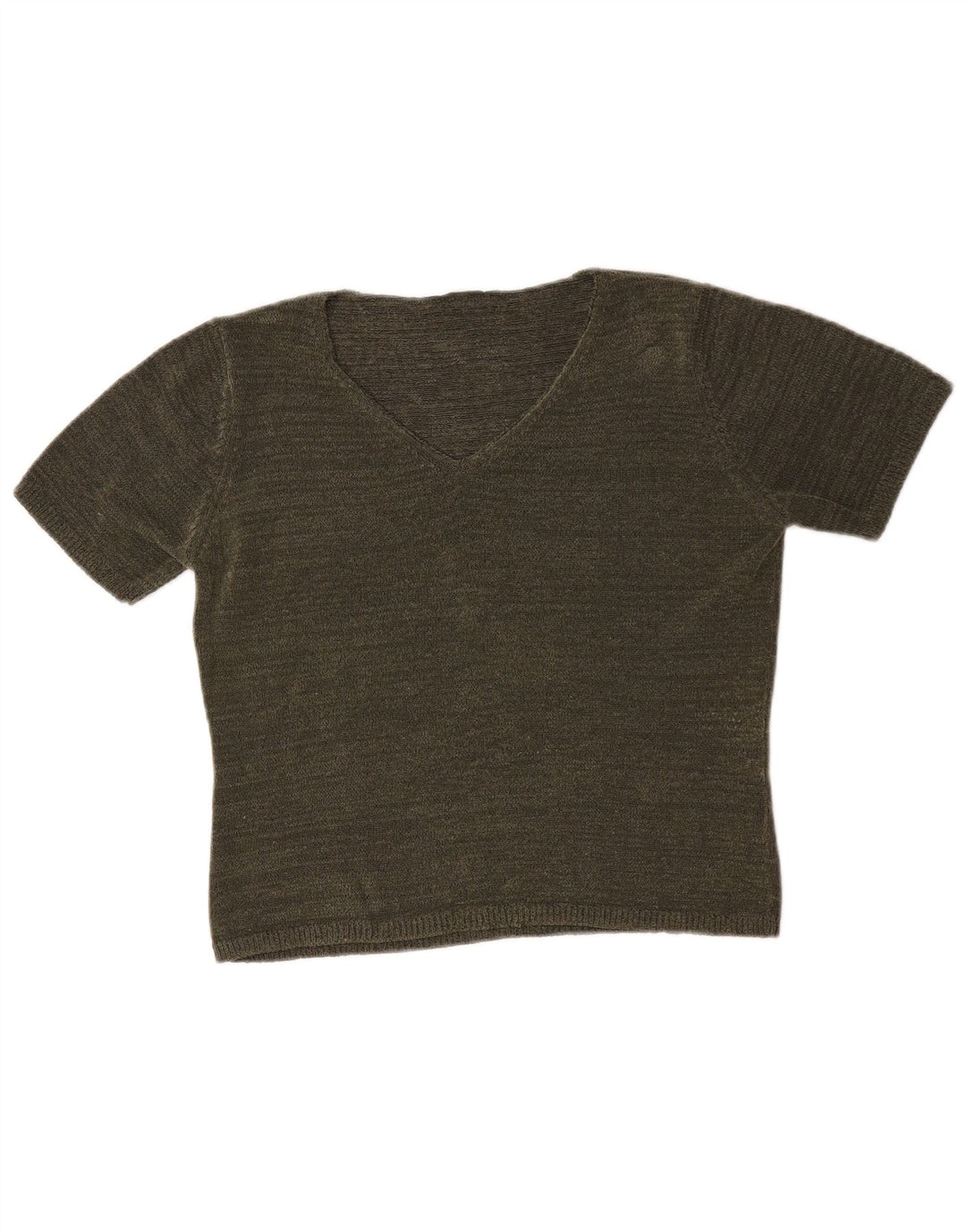 Pulover pentru femei Marks & Spencer, cu mânecă scurtă, cu decolteu în V, UK 14 Medium Khak