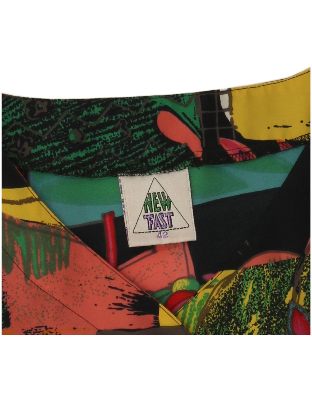 NOU FAST Top bluză cu model abstract pentru femei EU 42 Poliester negru mare