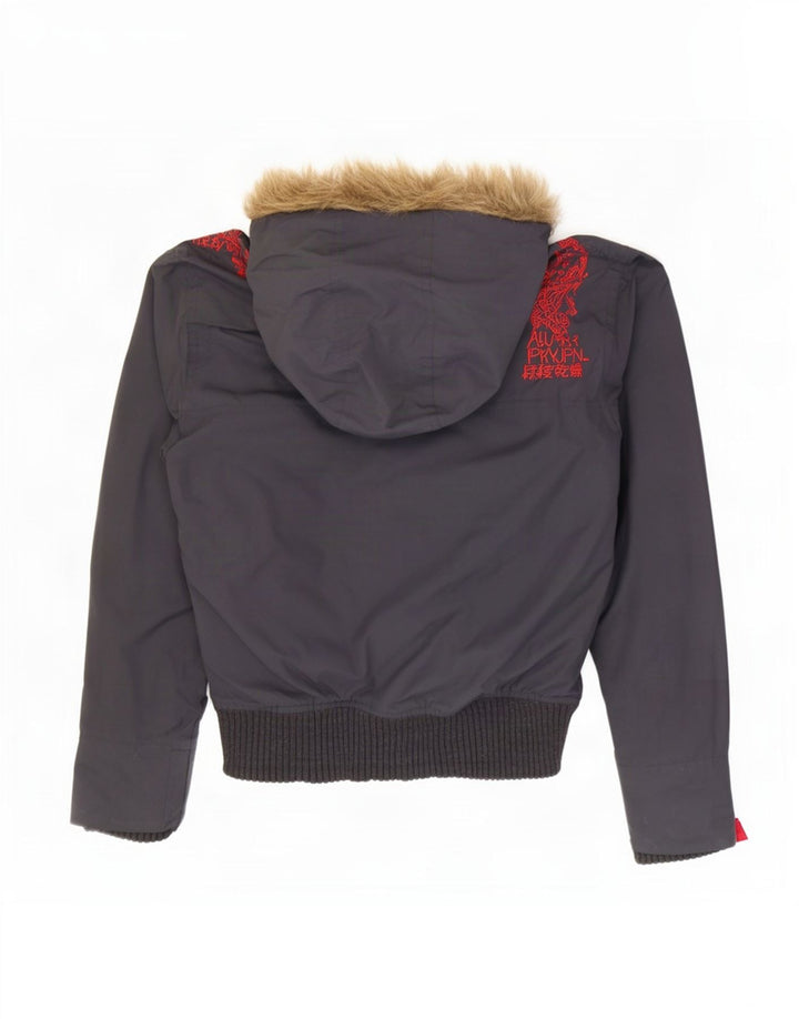 Jachetă bomber supradimensionată cu glugă The Windbomber pentru femei UK 6 XS gri