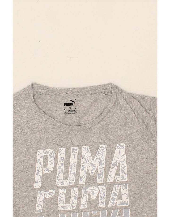 PUMA Womens Graphic T-Shirt Top UK 12 Medium Grey Cotton Vintage Puma and Second-Hand Puma from Messina Hembry 