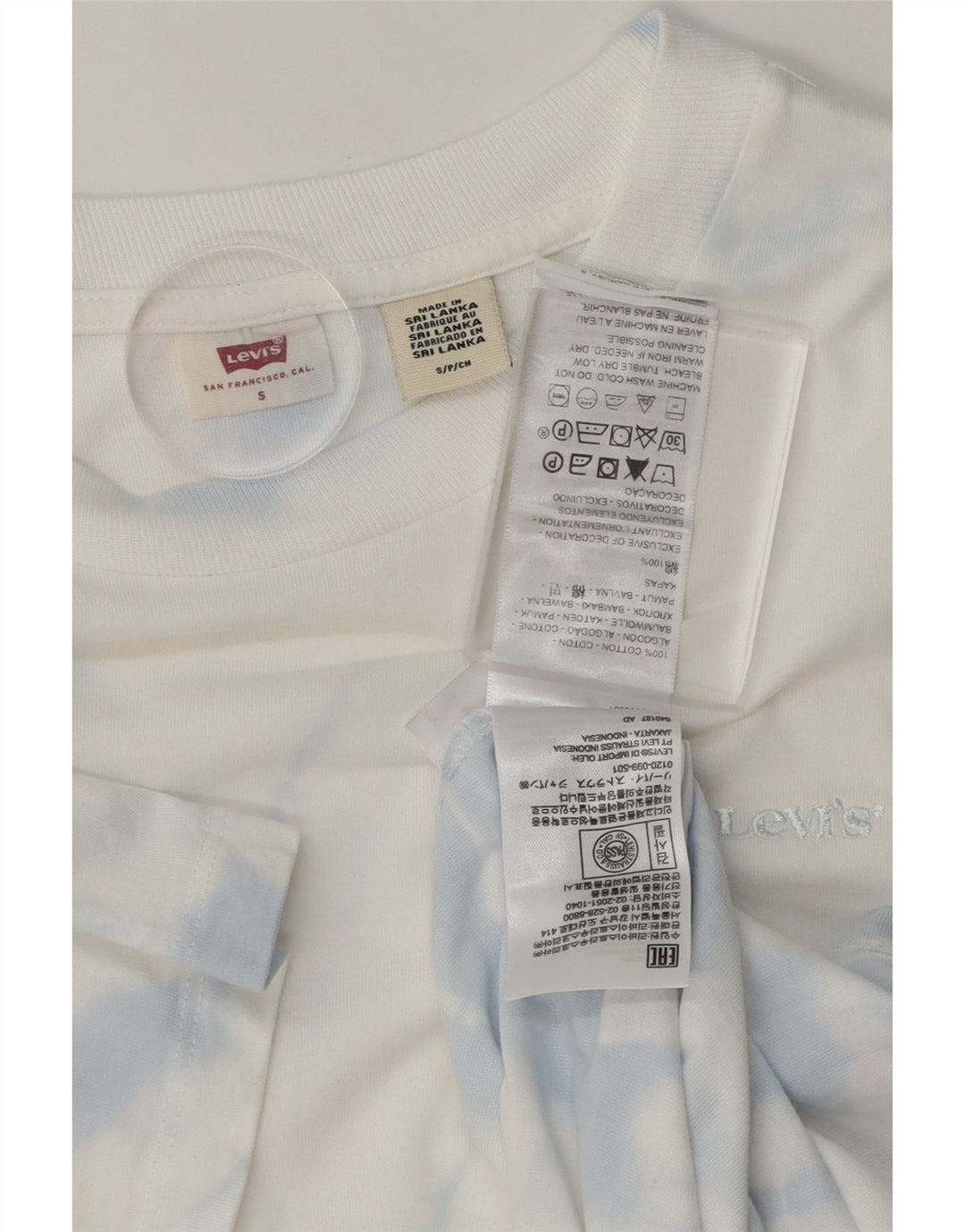 LEVI'S Womens Oversized T-Shirt Dress UK 10 Small White Tie Dye Cotton Vintage Levi's and Second-Hand Levi's from Messina Hembry 