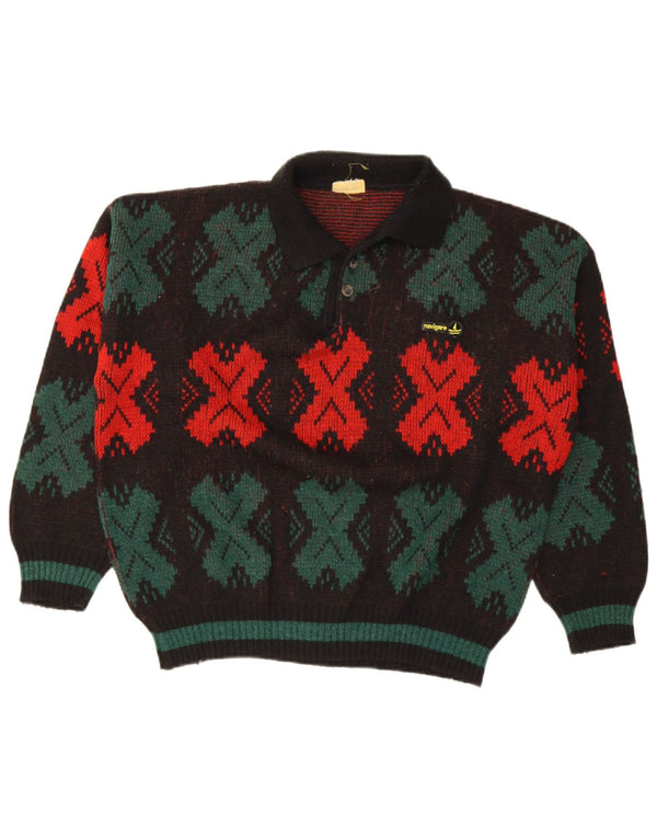 Navigare Pulover cu gât polo pentru bărbați XL, negru, Fair Isle