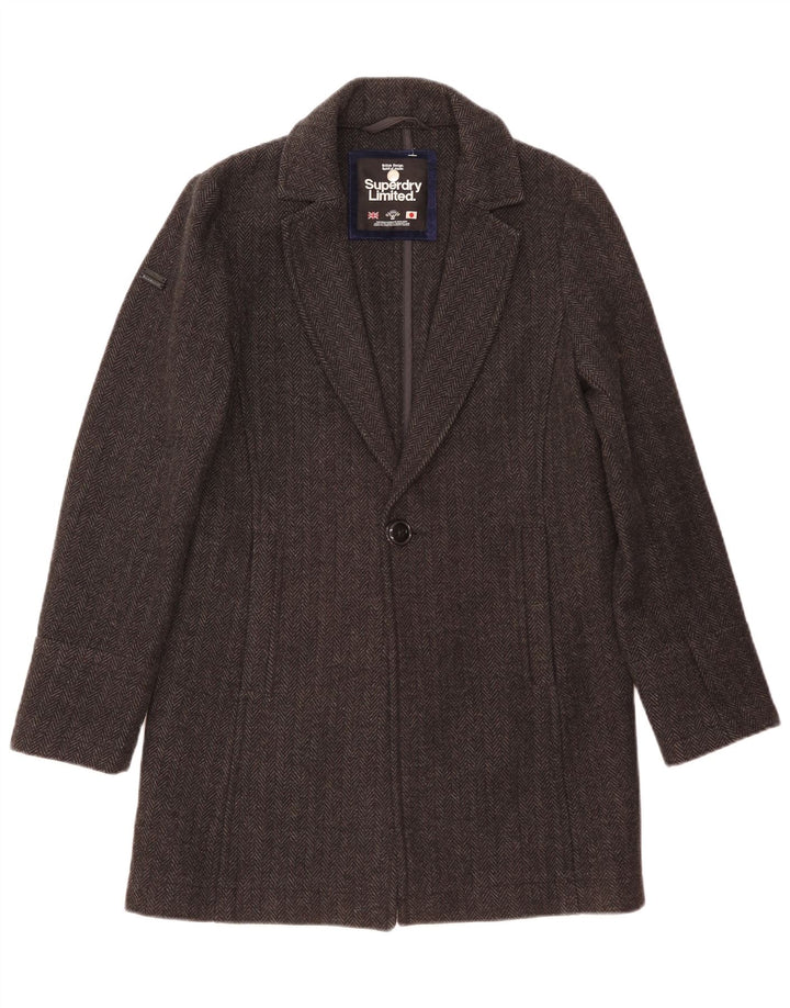 Pardesiu pentru bărbați Superdry XS, lână gri Herringbone