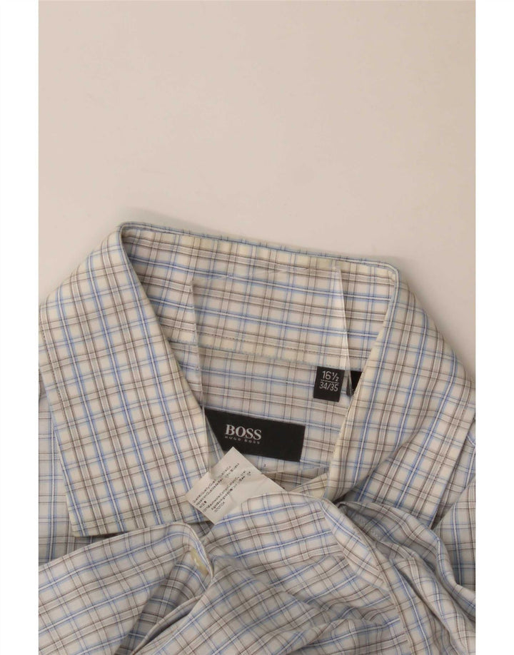 Cămașă Hugo Boss pentru bărbați, cu tăiere obișnuită, mărimea 16 1/2 mare, bumbac vichy albastru