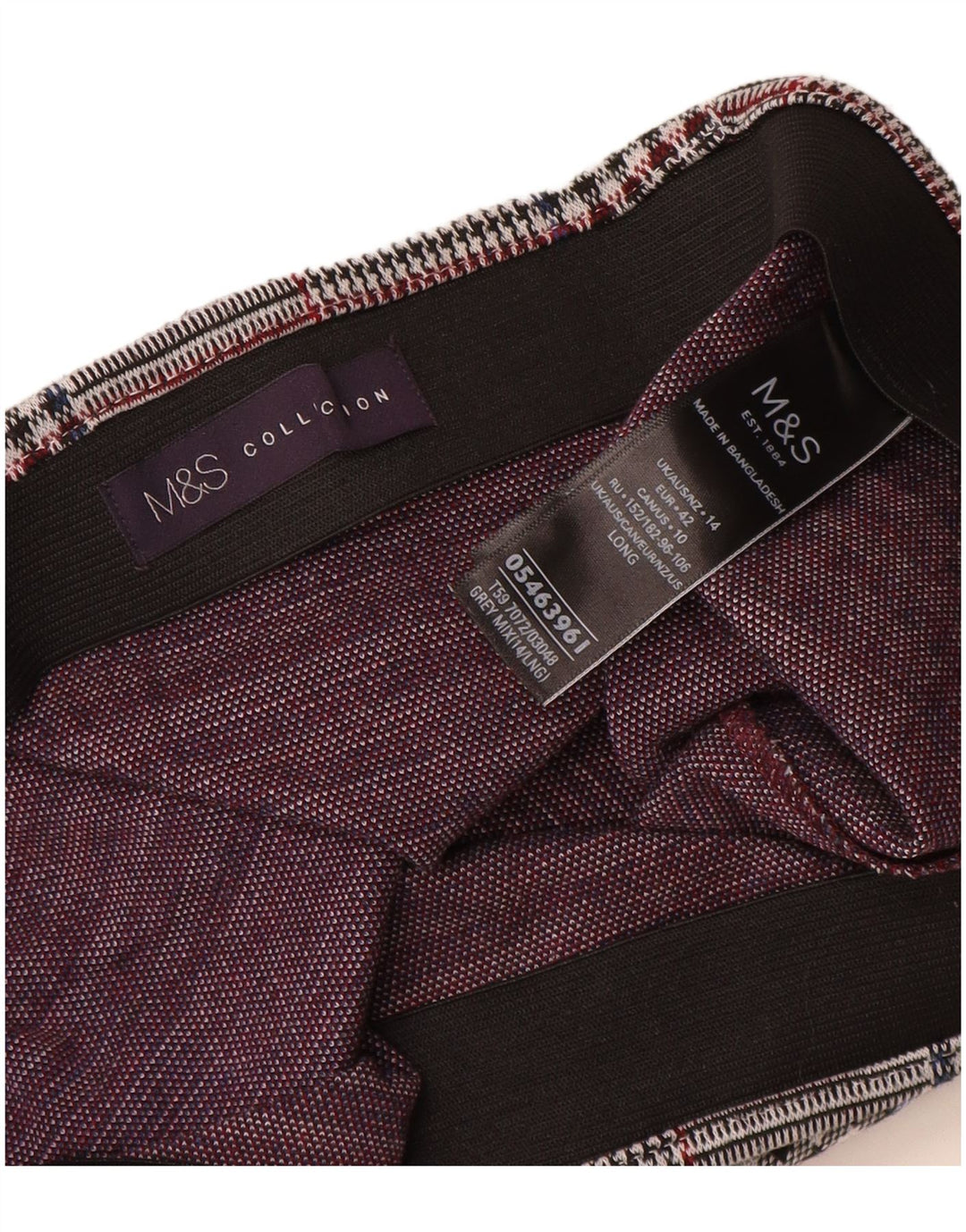 Fusta dreaptă pentru femei Marks & Spencer UK 14 mare W32 poliester cu carouri gri