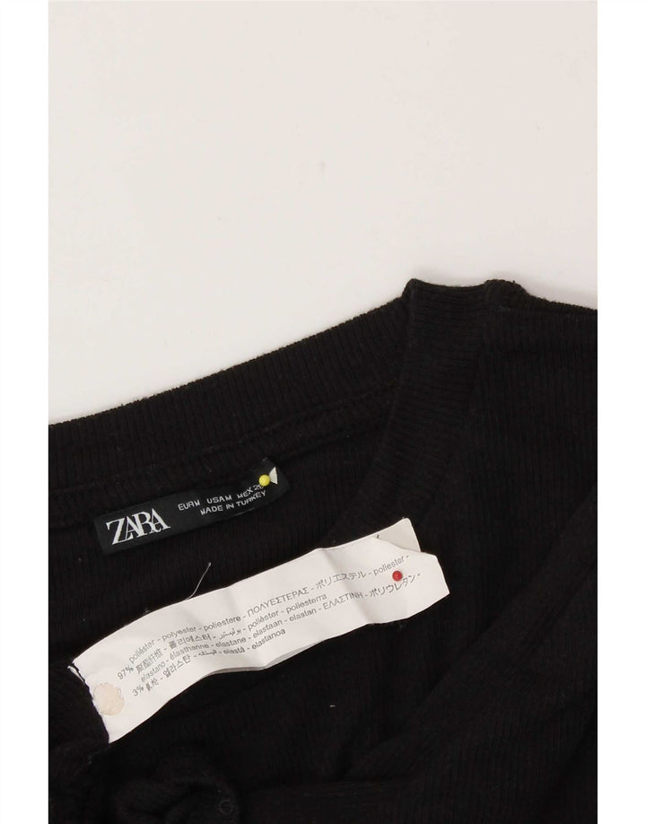 Bluză Crop Top pentru femei Zara UK 12 Poliester mediu negru