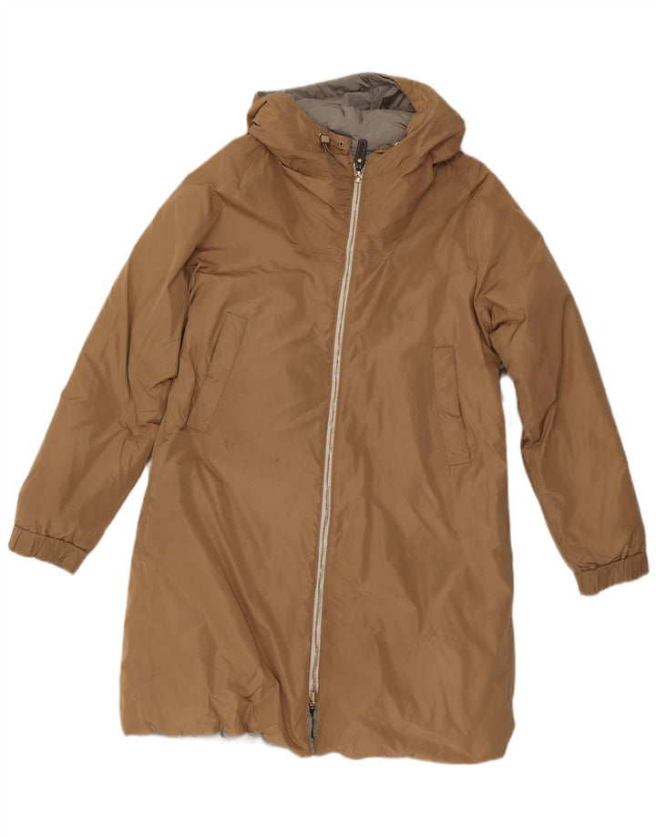 Max Mara Jachetă căptușită reversibilă cu glugă pentru femei UK 10 Mic Bej Poliamidă