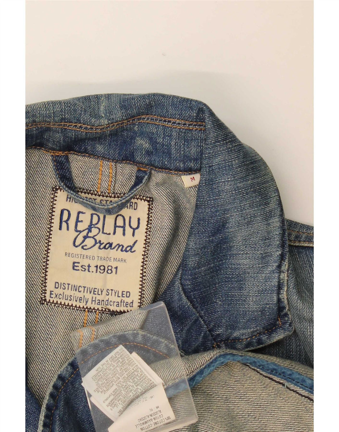 Jachetă pentru bărbați Replay din denim cu 3 nasturi, UK 38, bumbac albastru mediu
