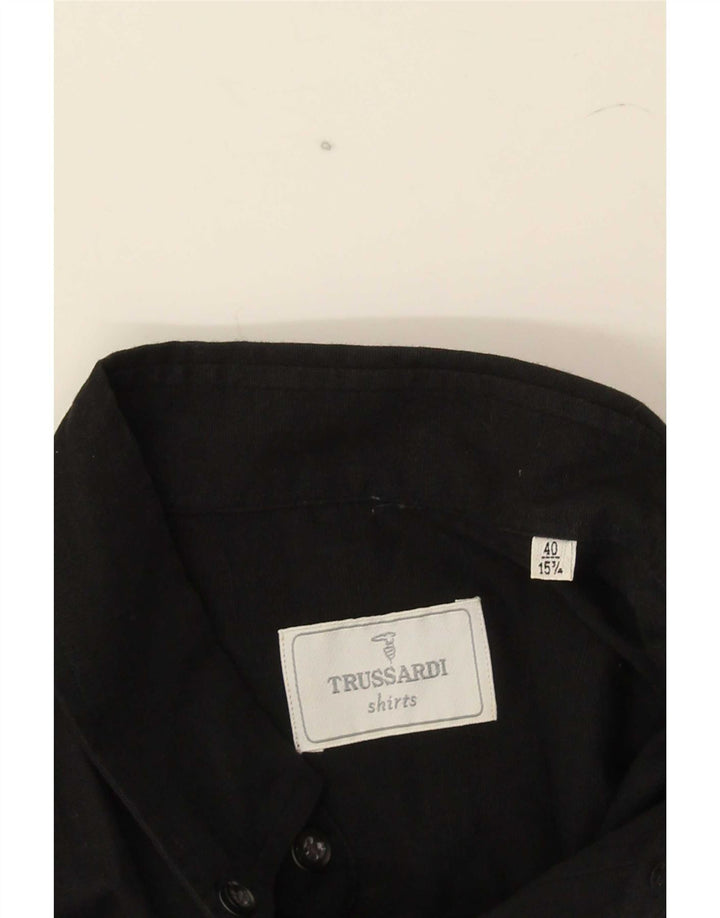 Trussardi Cămașă cu mânecă scurtă pentru bărbați Mărimea 40 151/2 Medium Negru