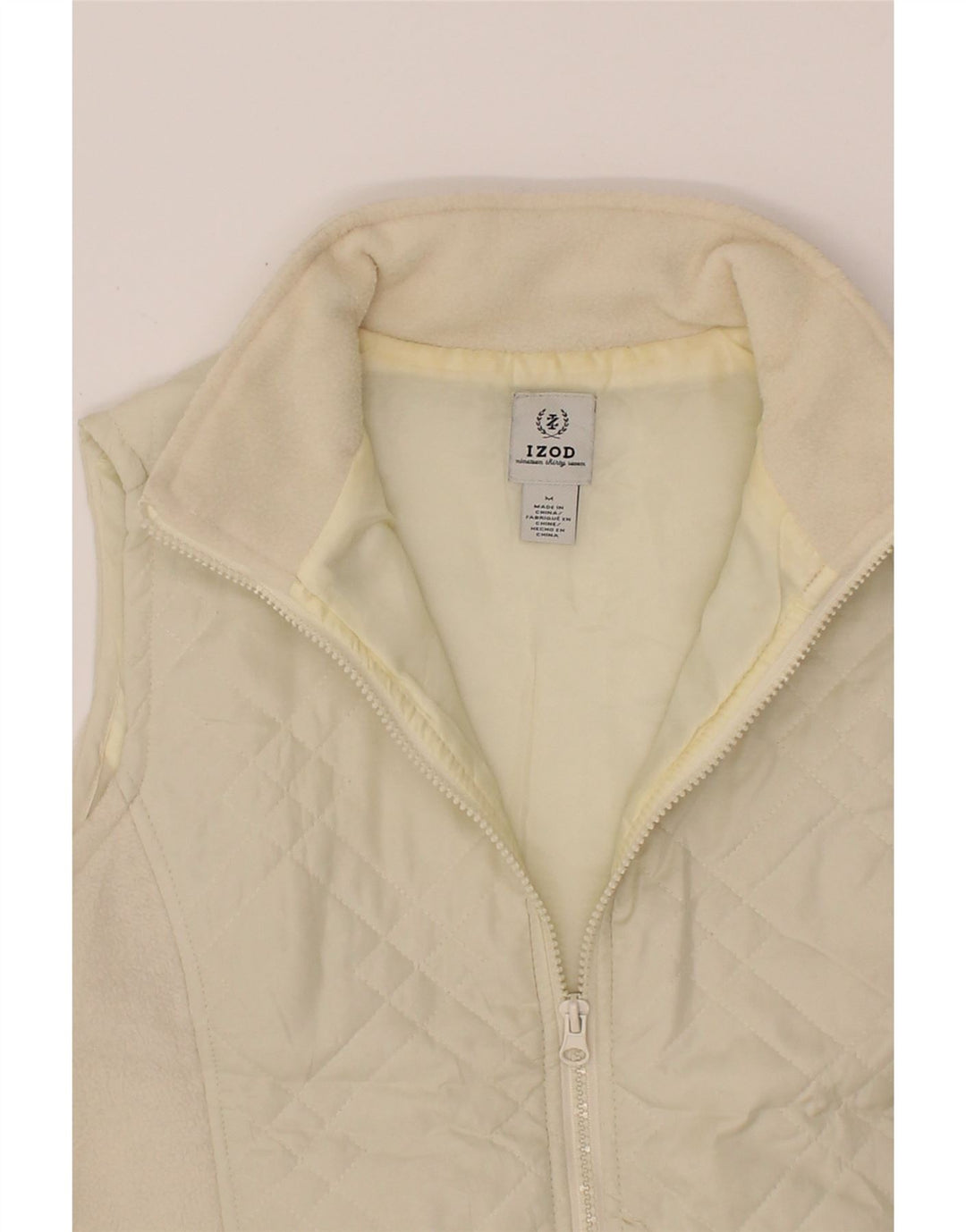 IZOD Womens Quilted Gilet UK 14 Medium Off White Polyester Vintage Izod and Second-Hand Izod from Messina Hembry 