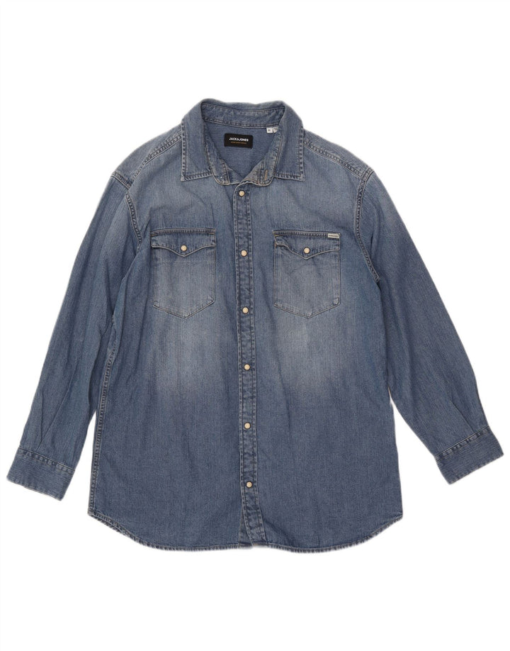 Cămașă din blugi pentru bărbați JACK & JONES, bumbac albastru XL