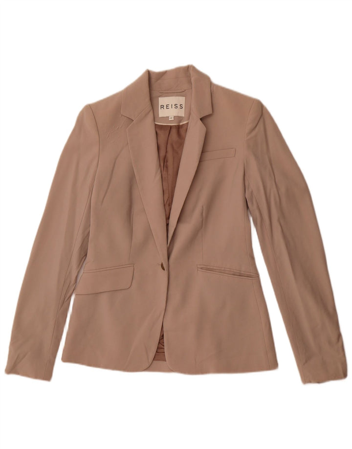 Sacou blazer pentru femei Reiss cu 1 nasture UK 6 XS Lână bej