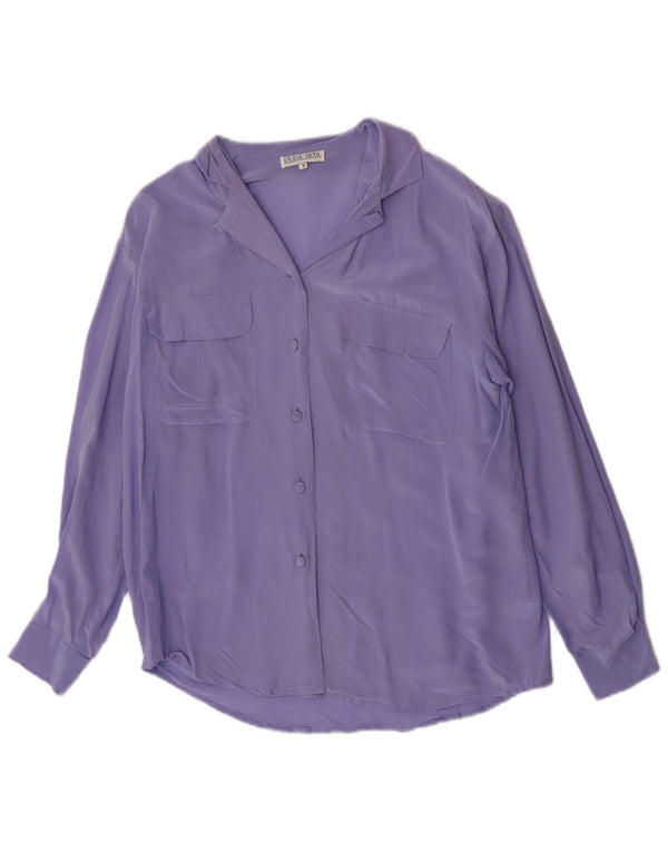 Bluză de cămașă vintage pentru femei UK 10 Small Purple Silk