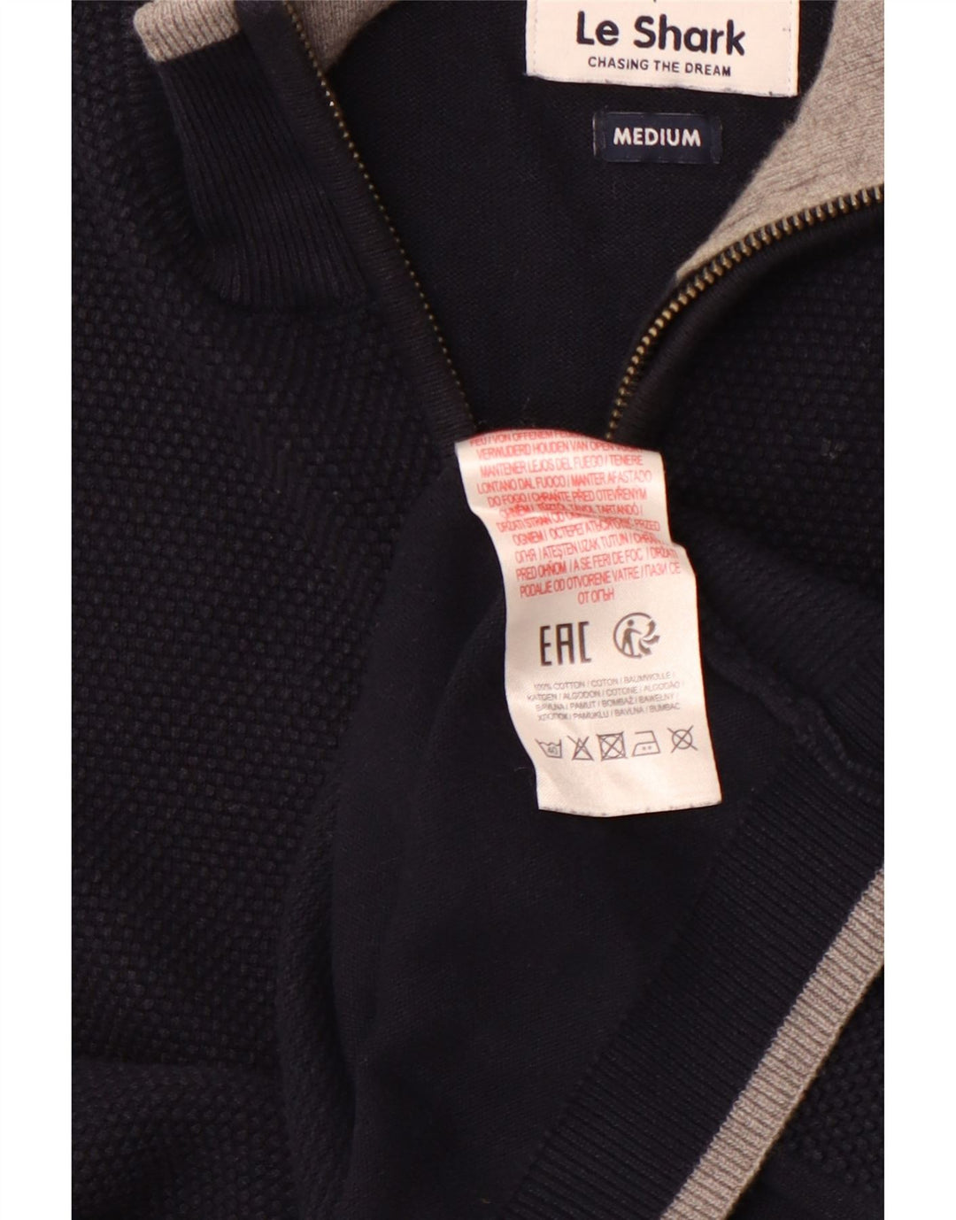 Pulover pentru bărbați LE SHARK, cu fermoar și gât, bumbac, albastru bleumarin mediu