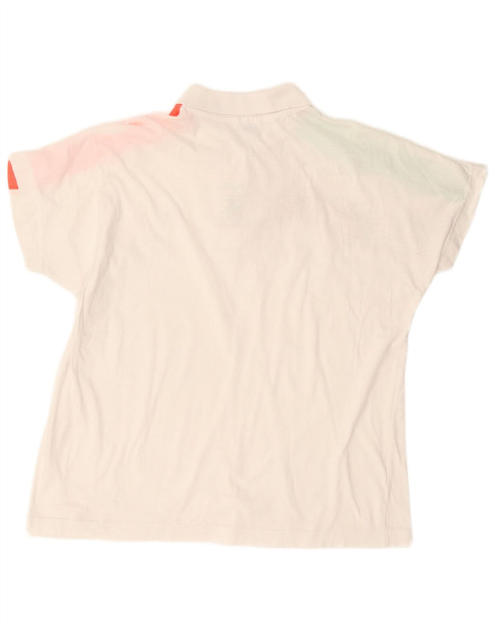 Sergio Tacchini tricou polo cu grafică pentru bărbați, mare, alb, din bumbac color bloc