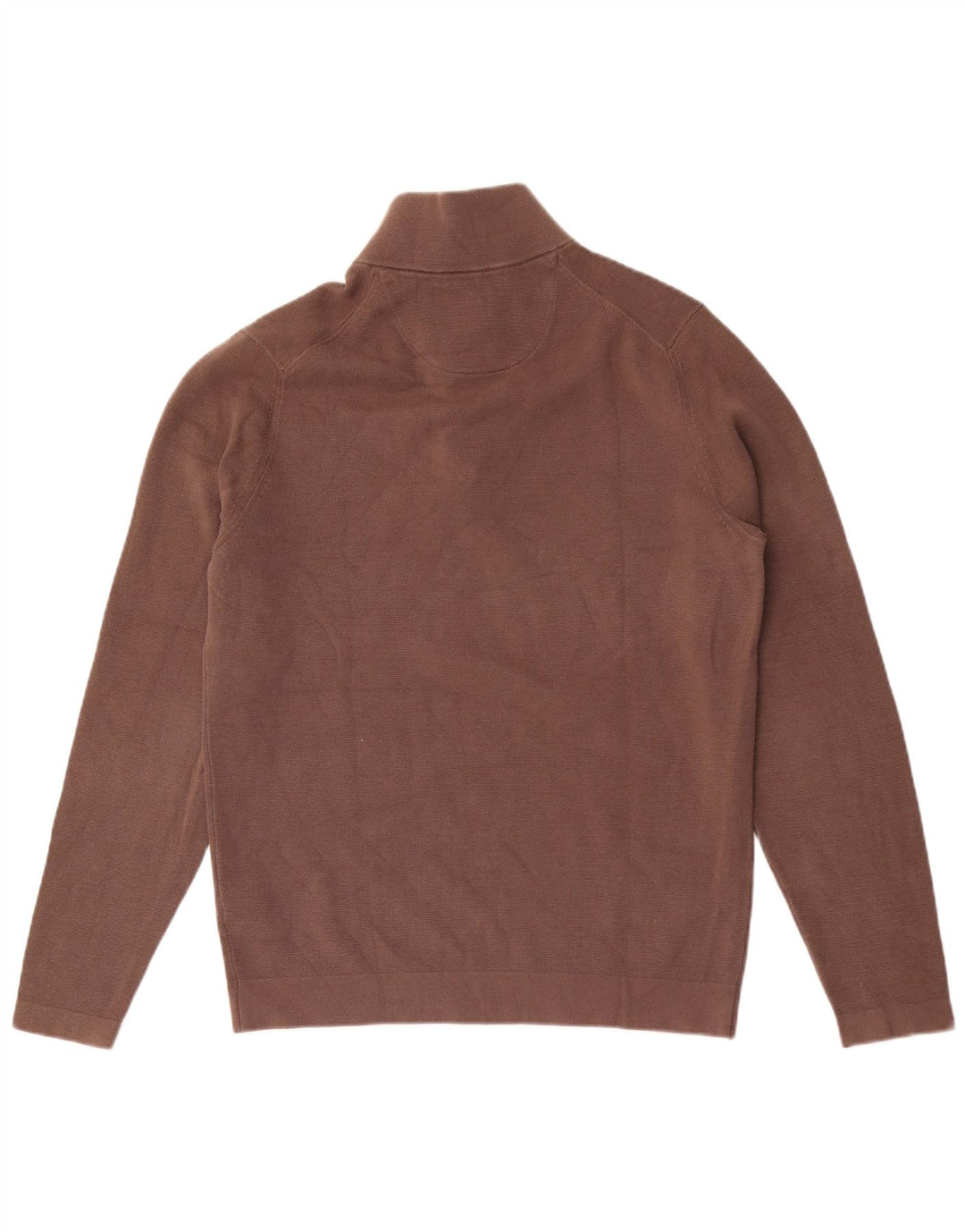 Pulover Massimo Dutti pentru bărbați, cu fermoar și gât, din bumbac maro mare