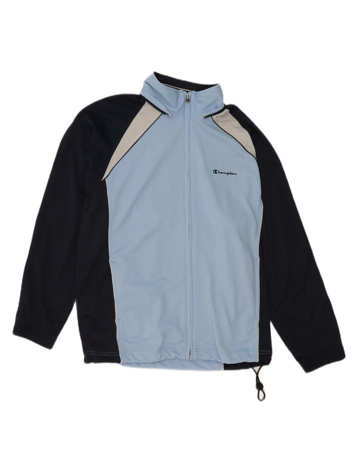 CHAMPION Mens Tracksuit Top Jacket Medium Blue Colourblock Polyester