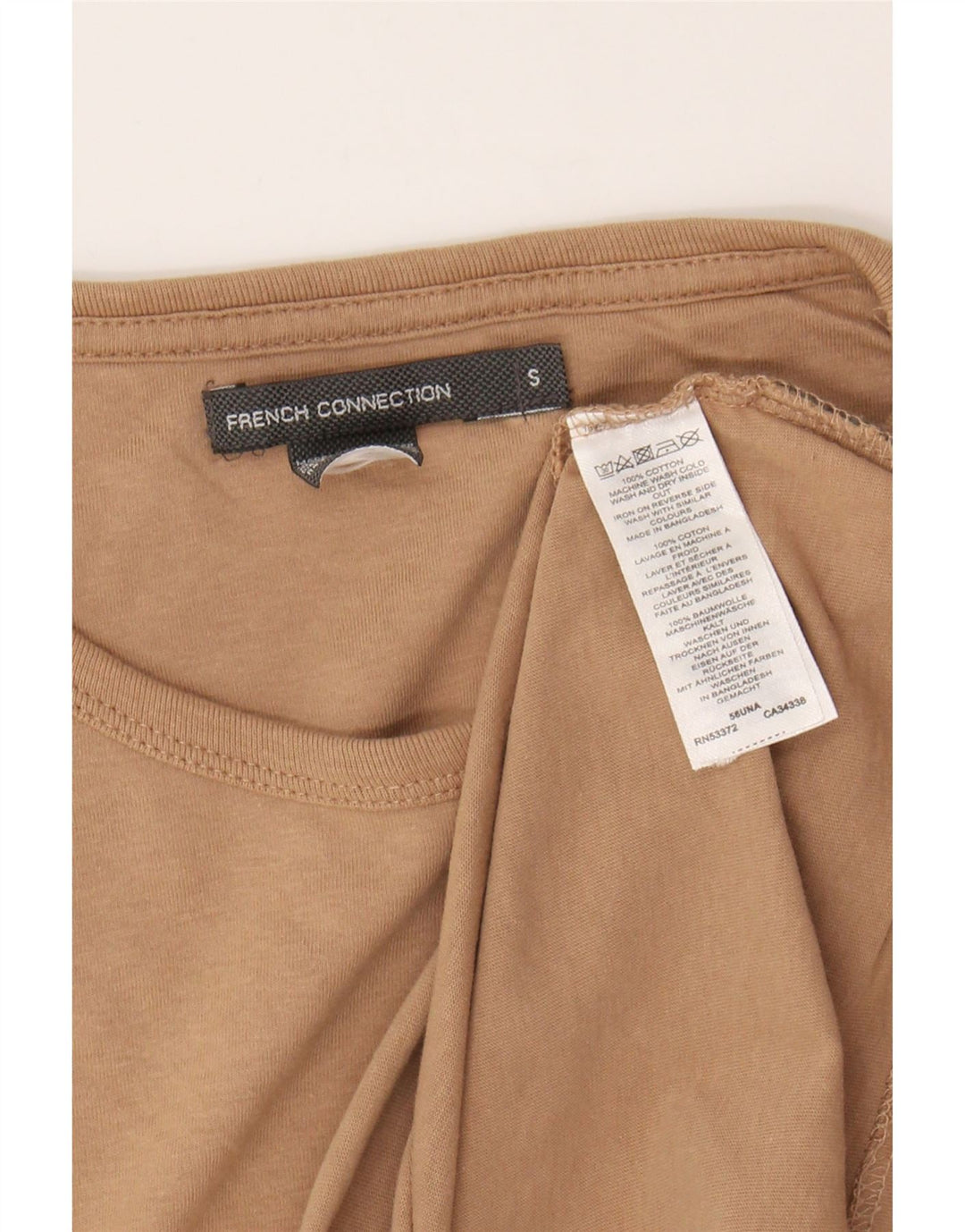 FRENCH CONNECTION Mens T-Shirt Top Small Beige Cotton