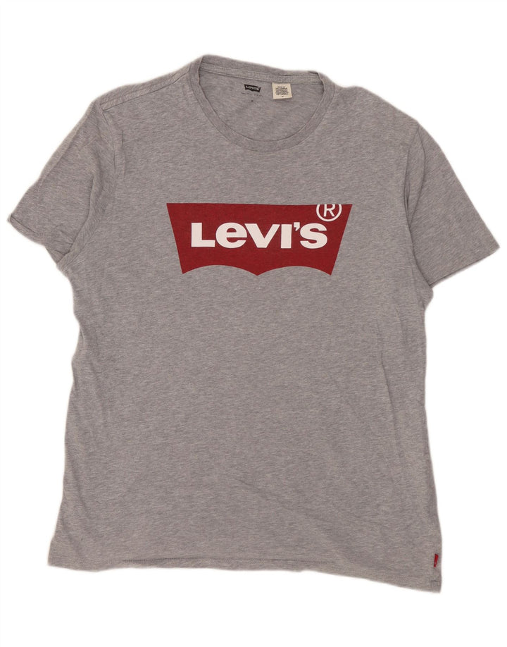 Tricou cu grafic Levi's pentru bărbați Top din bumbac cu pete gri mediu