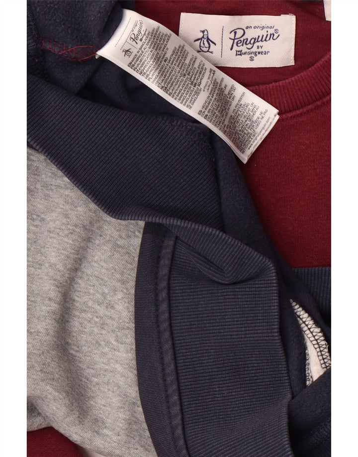 PENGUIN Mens Sweatshirt Jumper Small Multicoloured Colourblock Cotton