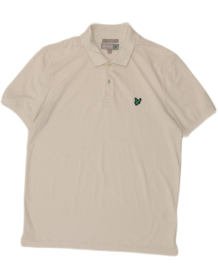Tricou polo Lyle & Scott pentru bărbați, mare, alb, din poliester
