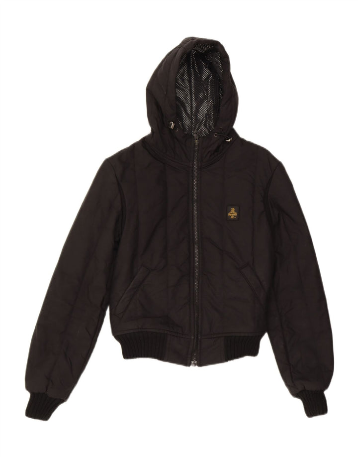 REFRIGIWEAR Womens Hooded Bomber Windbreaker Jacket UK 10 Small Black Vintage Refrigiwear and Second-Hand Refrigiwear from Messina Hembry 