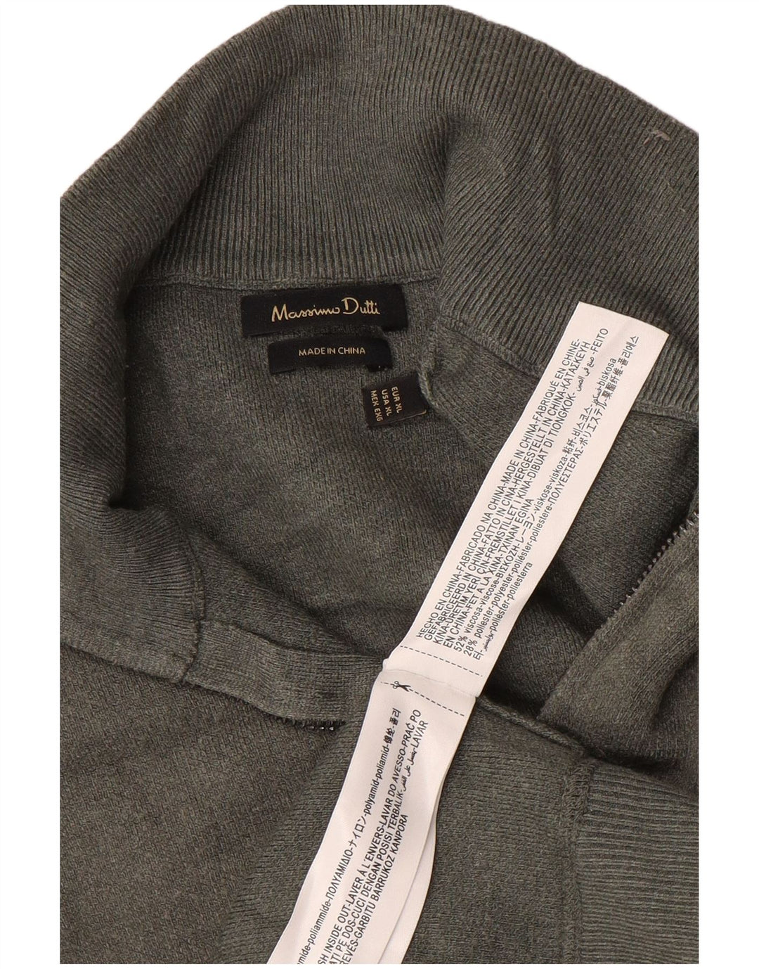 MASSIMO DUTTI Pulover pentru bărbați, cu fermoar și gât, XL, viscoză gri