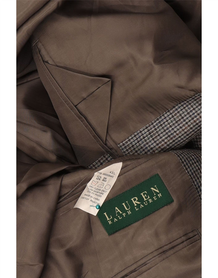 Jachetă pentru bărbați Ralph Lauren, cu 2 nasturi, UK 42, mătase mare, gri cu picioare de găină